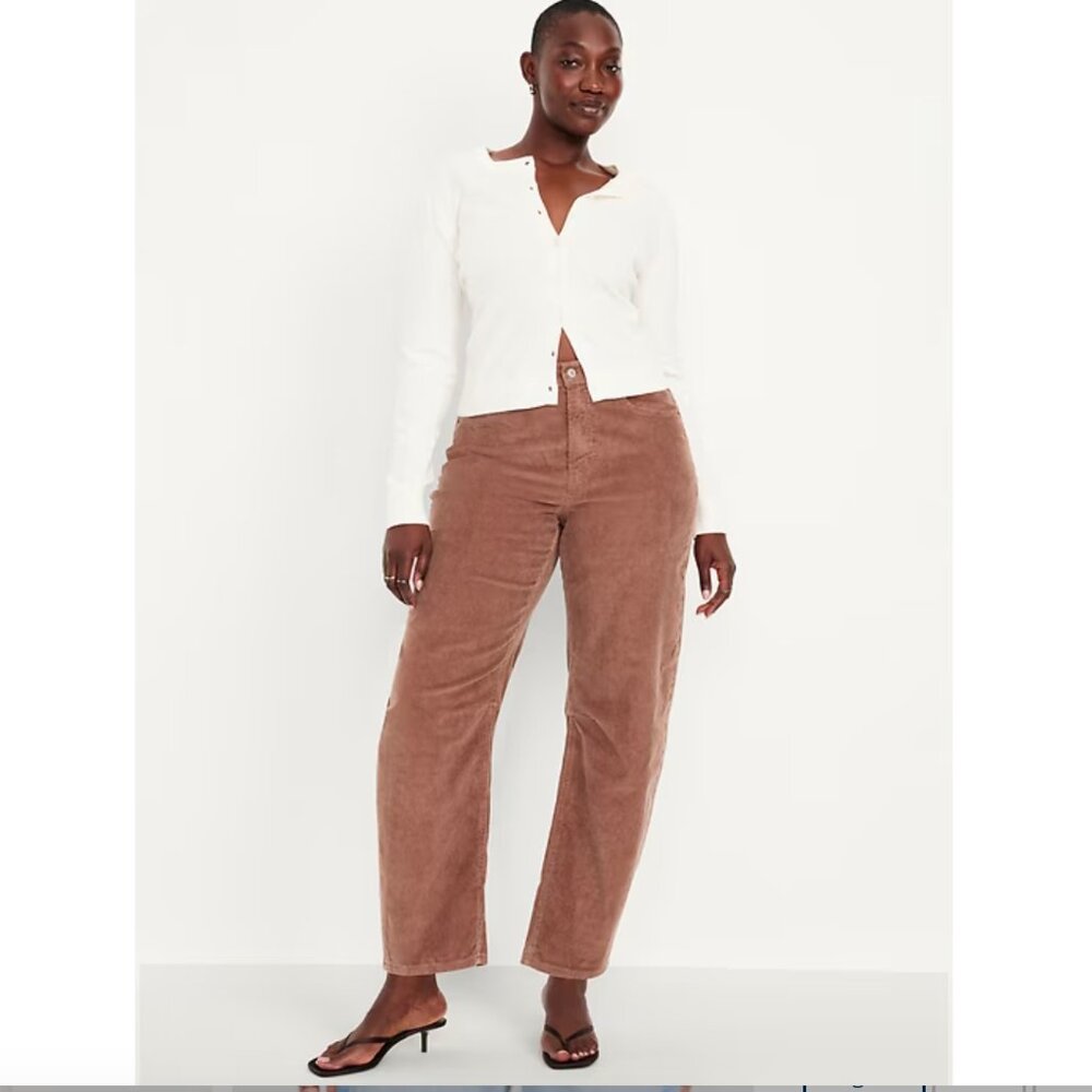 High-Waisted Barrel Ankle Corduroy Pants - Picture 2 of 5